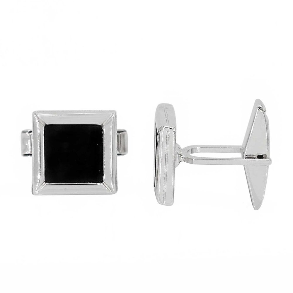 Sterling Silver Square Onyx CuffLinks